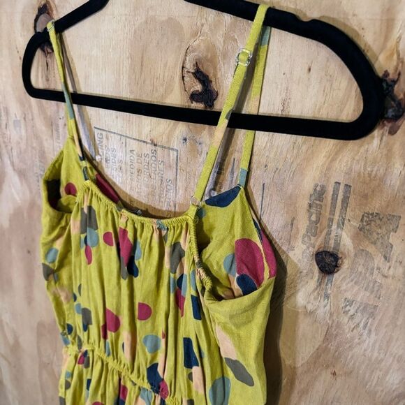 VIA SIGNORIA 100% Linen Midi Yellow Polka dot Sundress Made In Italy Sz L - Picture 5 of 7